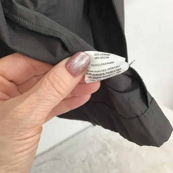 Eileen Fisher Light Weight Stand Collar Long Windbreaker Coat Charcoal Size XS